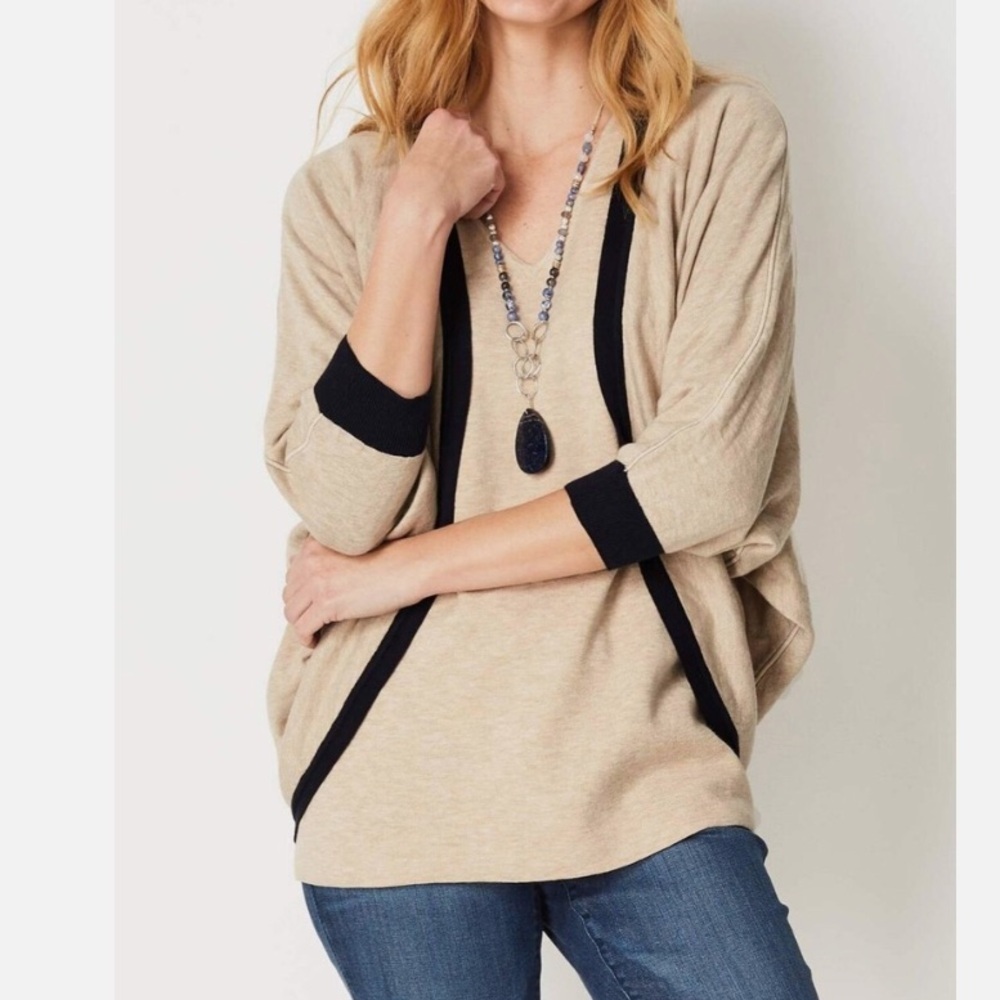 J. Jill Navy & Almond & Reversible Knit, OSFM